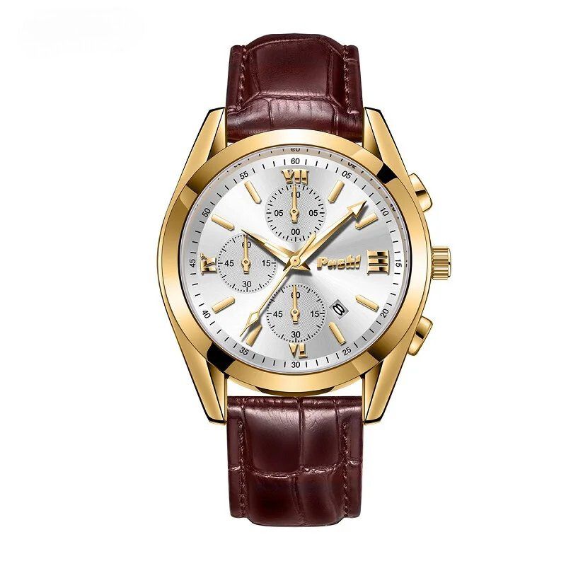 Men's Business Quartz Watch with Leather Strap and Date Display – Elegant Timepiece for Professional Style