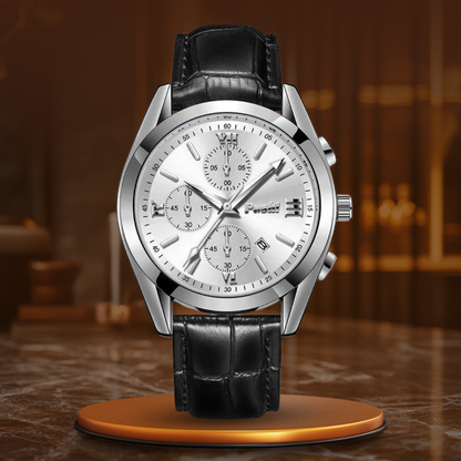 Men's Business Quartz Watch with Leather Strap and Date Display – Elegant Timepiece for Professional Style