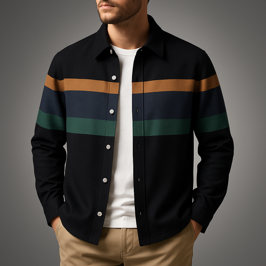 Men's Cardigan Blue Recycled Blend Lightweight with Pouch Pockets