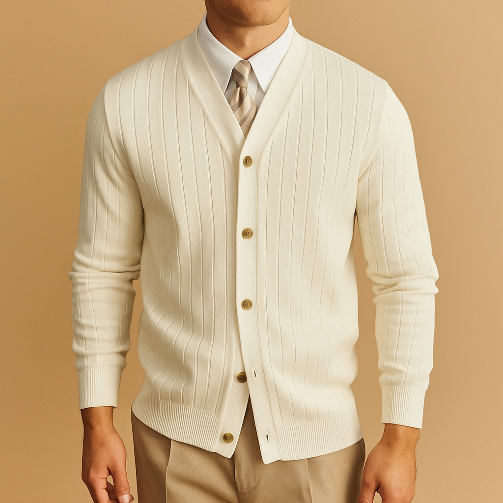 Men's Cardigan Grey Recycled Blend V-Neck