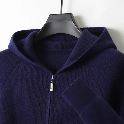Men's Cardigan Hooded Thick Merino Wool Jacket 10
