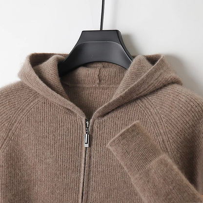 Men's Cardigan Hooded Thick Merino Wool Jacket 6