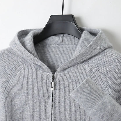 Men's Cardigan Hooded Thick Merino Wool Jacket 7