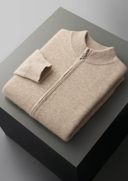 Men's Cardigan Sweater Zipper Closure Extra-Fine Merino Wool 0