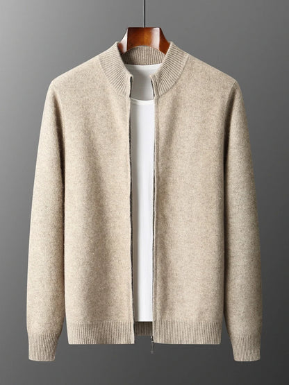 Men's Cardigan and Pants Set Grey 100% Merino Wool 1