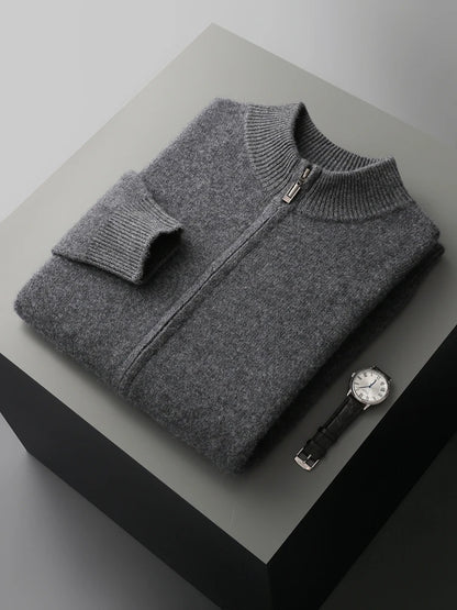 Men's Cardigan and Pants Set Grey 100% Merino Wool 5