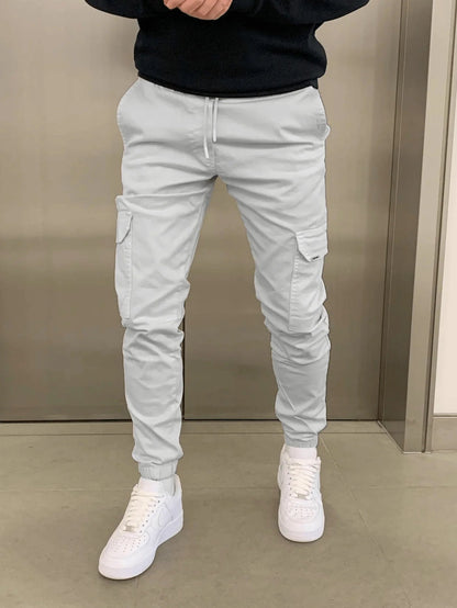 Men's Cargo Joggers Black Cotton - Best Joggers for Men, Comfortable Fit