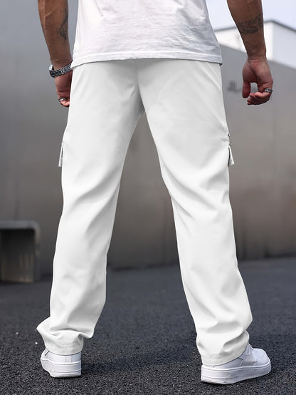Men's Cargo Pants Gray Cotton Blend Casual Trousers 7