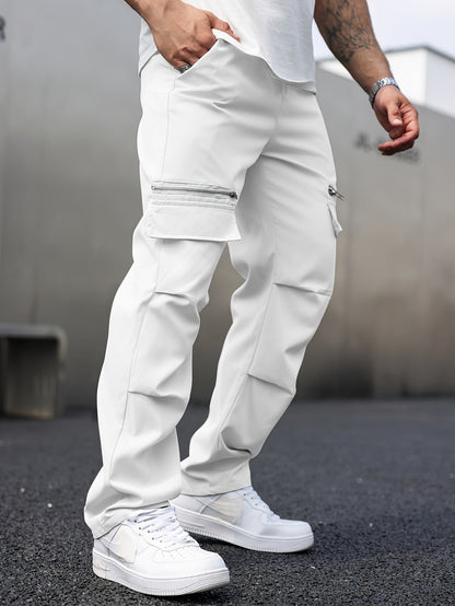 Men's Cargo Pants Gray Cotton Blend Casual Trousers 8