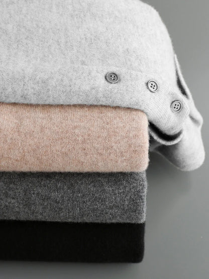 Men's Cashmere Sweater Grey 100% Merino Wool 5