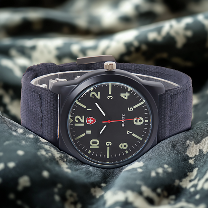 Men's Casual Sports Watch Black Canvas