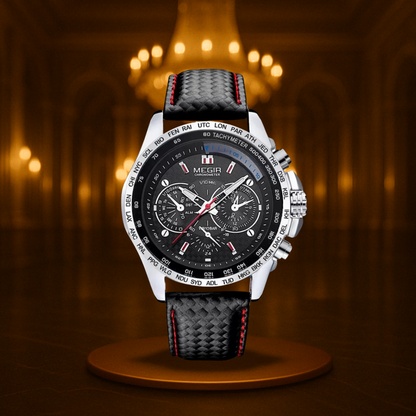 Men's Casual Watch Black Quartz 47mm Luminous