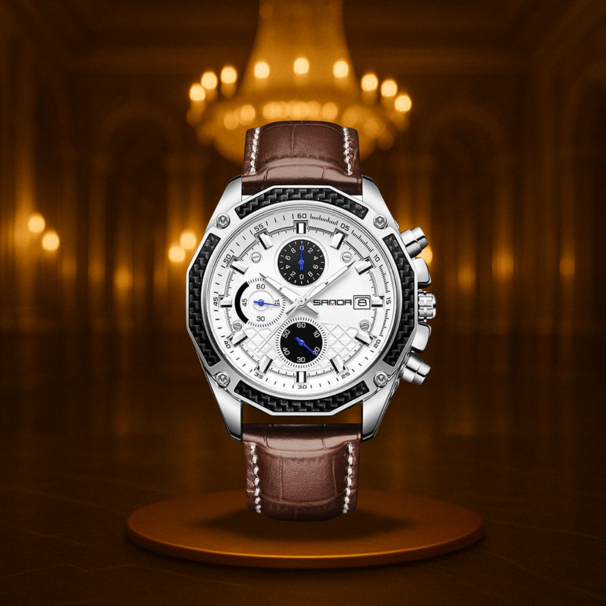 Men's Chronograph Watch Black Stainless Steel 42mm