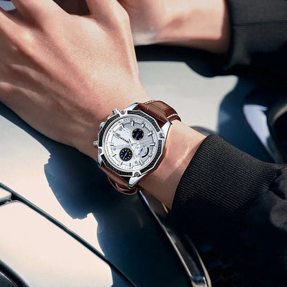 Men's Chronograph Watch Black Stainless Steel 42mm