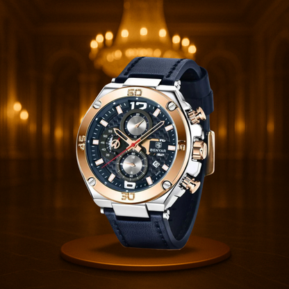 Men's Chronograph Watch Black Stainless Steel 45mm