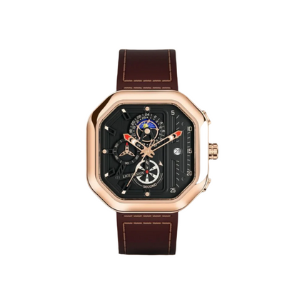 Men's Chronograph Watch Black Stainless Steel 45mm