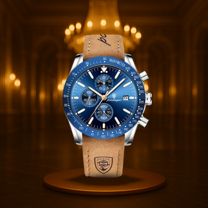 Men's Chronograph Watch Black Stainless Steel Luminous