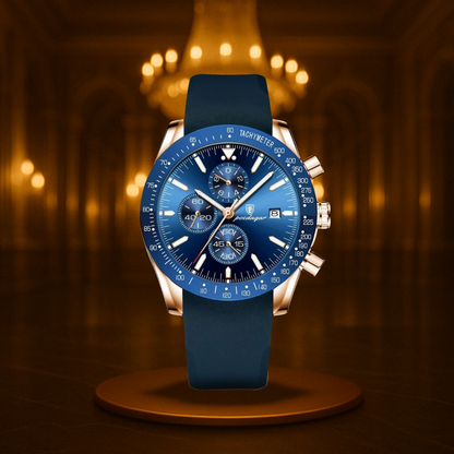 Men's Chronograph Watch Black Stainless Steel Luminous