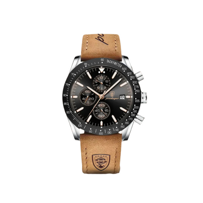 Men's Chronograph Watch Black Stainless Steel Luminous