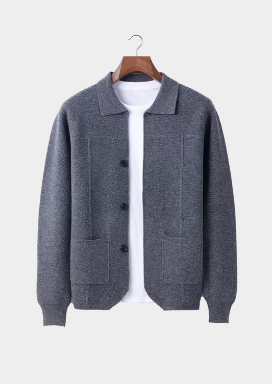 Men's Grey Wool Overshirt Extra-Fine Merino 0