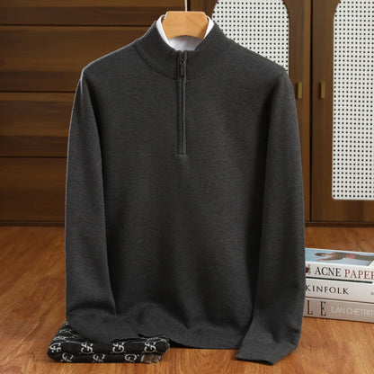 Men's Half-Zip Sweater Grey Merino Wool 5
