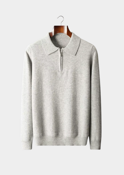 Men's Half Zip Polo Shirt Extra-Fine Merino Wool 1