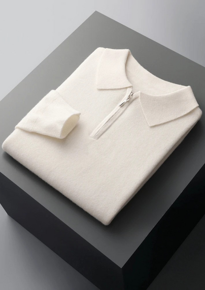 Men's Half Zip Polo Shirt Extra-Fine Merino Wool 9