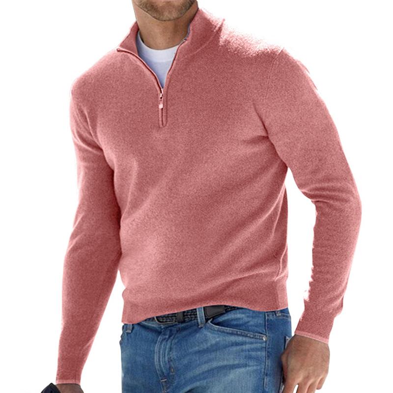 Men's Half Zip Sweater Red Comfortable Fabric