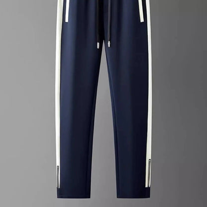 Men's Joggers Black Polyester Slim Fit with Side Stripe 1