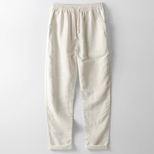 Men's Linen Pants Beige Lightweight Comfortable