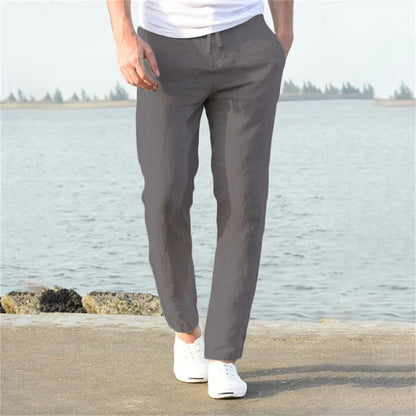 Men's Linen Pants Beige Lightweight Comfortable