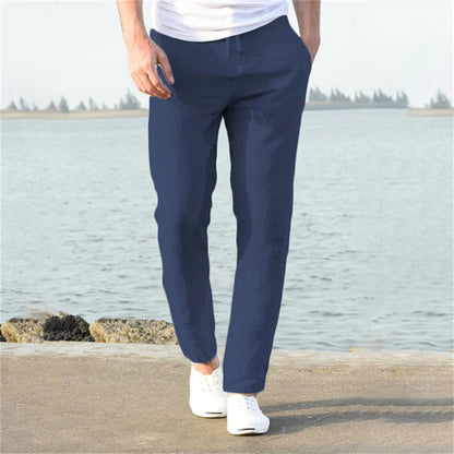 Men's Linen Pants Beige Lightweight Comfortable