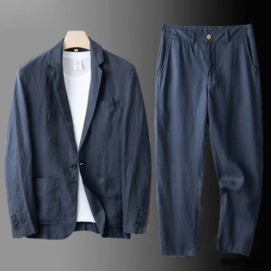 Men's Linen Set Beige 100% Linen