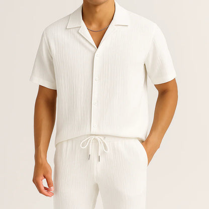 Men's Linen Set Beige Lightweight Casual