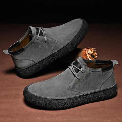 Men's Loafers Black Leather Mid-Top
