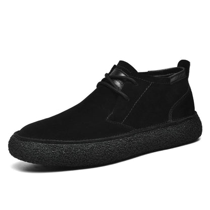 Men's Loafers Black Leather Mid-Top