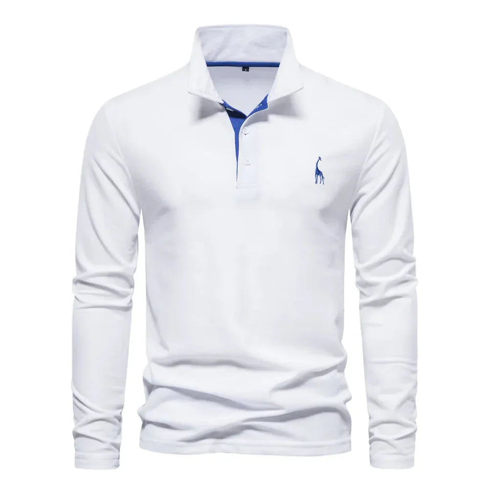 Men's Long Sleeve Polo Black 100% Cotton 1