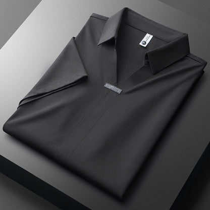 Men's Long Sleeve Polo Shirt Black Cotton Silk Blend 2