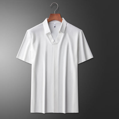 Men's Long Sleeve Polo Shirt Black Cotton Silk Blend 3