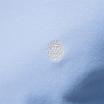 Men's Long Sleeve Polo Shirt Blue Cotton Blend
