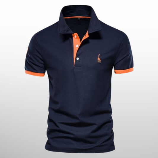 Men's Long Sleeve Polo Shirt Blue Piqué Cotton 0