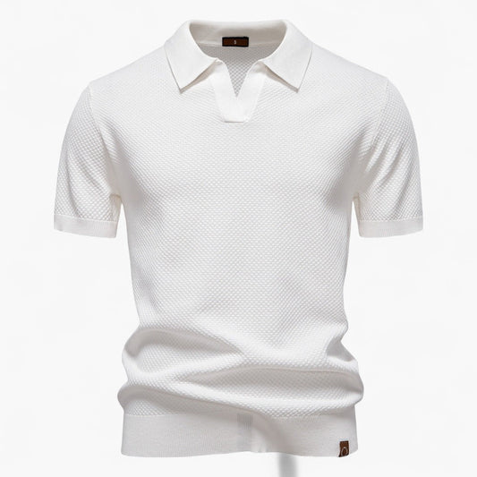 Men's Long Sleeve Polo Shirt Light Blue Cotton Blend 0