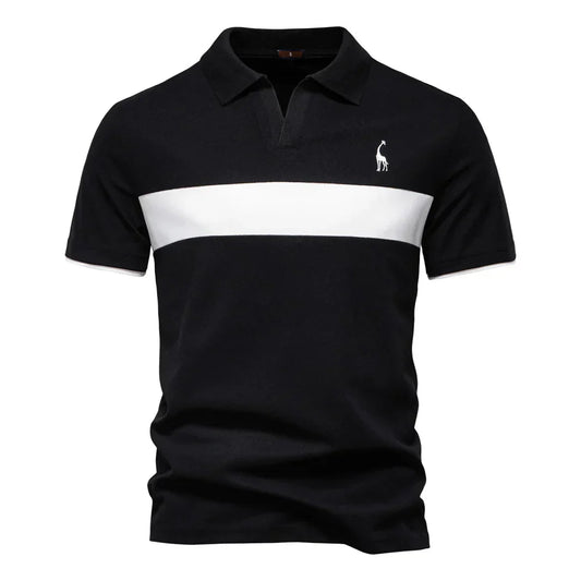 Men's Long Sleeve Polo Shirt Navy Cotton
