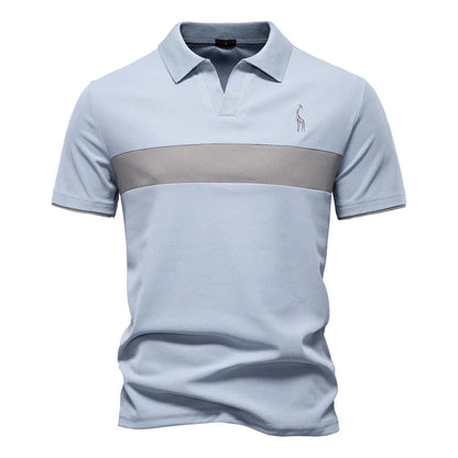 Men's Long Sleeve Polo Shirt Navy Cotton