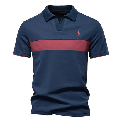 Men's Long Sleeve Polo Shirt Navy Cotton