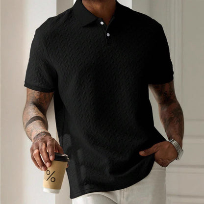 Men's Long Sleeve Polo Shirt Navy Cotton