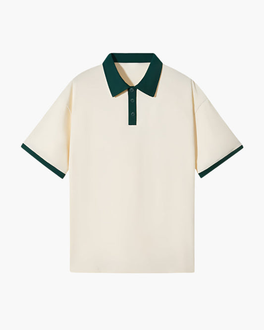 Men's Long Sleeve Polo Shirt White Cotton Blend 0