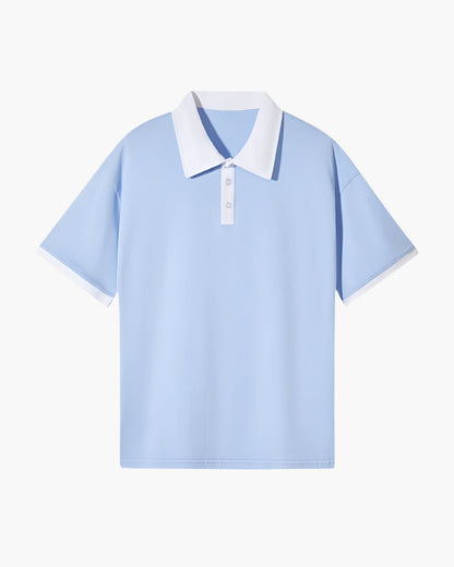 Men's Long Sleeve Polo Shirt White Cotton Blend 4