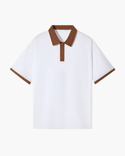 Men's Long Sleeve Polo Shirt White Cotton Blend 5