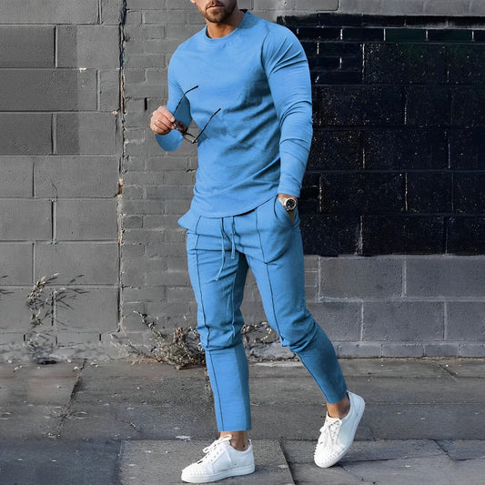 Men's Loungewear Set Gray Cotton Slim Fit Sweatshirt and Joggers 0